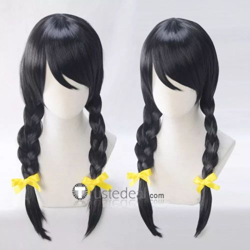 Monogatari Tsubasa Hanekawa Black Purple Cosplay Wigs