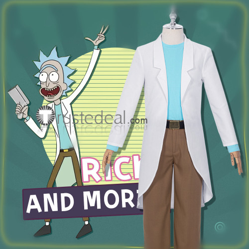 Rick and Morty Cartoon Rick Sanchez White Lab Coat Cosplay Costume