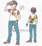 Pokemon Sun and Moon Trainer Red and Blue Cosplay Costumes