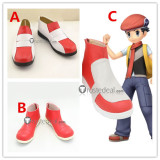 Pokemon Gold Ethan Lucas Kouki Lyra White Red Cosplay Shoes Boots