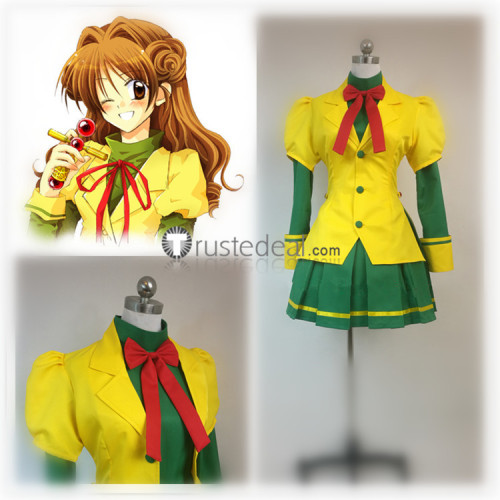Kamikaze Kaitou Maron Kusakabe Jeanne d'Arc Yellow Green School Uniform Cosplay Costume