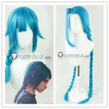 League of Legends Arcane Jinx Powder Vi Long Blue Pink Young Cosplay Wigs 130cm