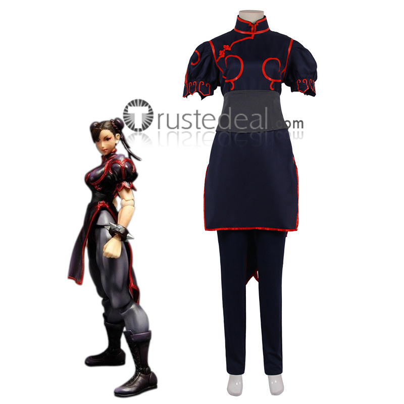 Copy Street Fighter IV Chun Li Black Red Cosplay Costume