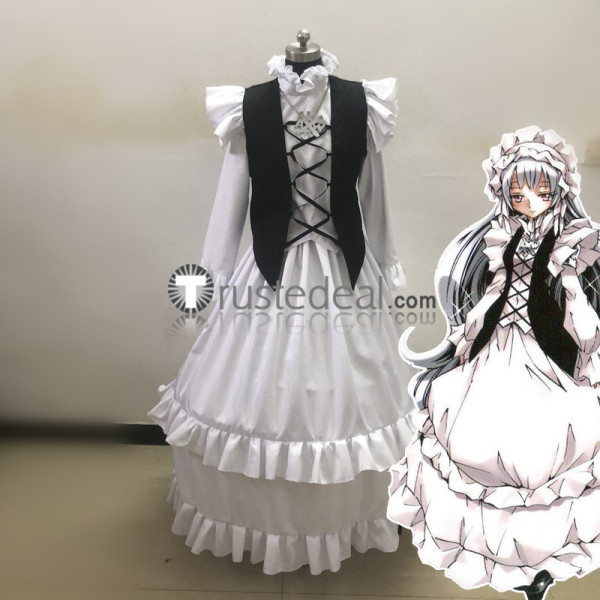 Shaman King Iron Maiden Jeanne Victorian-era White Black Cosplay Costume