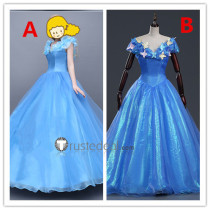 Disney 2015 Film Princess Cinderella Blue Dress Cosplay Costumes