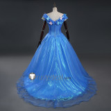 Disney 2015 Film Princess Cinderella Blue Dress Cosplay Costumes
