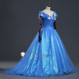 Disney 2015 Film Princess Cinderella Blue Dress Cosplay Costumes