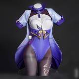 Genshin Impact Keqing Fanart Bunny Purple Cosplay Costume