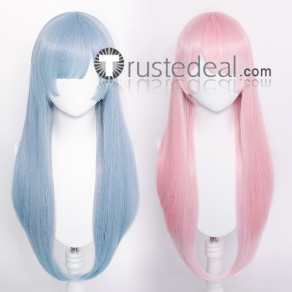 Re Zero Kara Hajimeru Isekai Seikatsu Twins Rem Ram Long Blue Pink Cosplay Wigs