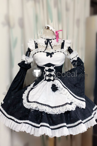 Re Zero Kara Hajimeru Isekai Seikatsu Twins Rem Ram Maid Lolita Lace Cosplay Costumes