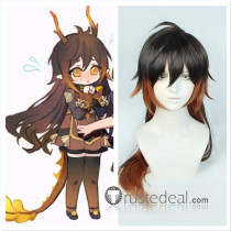 Genshin Impact Zhongli Genderbend Female Brown Cosplay Wig