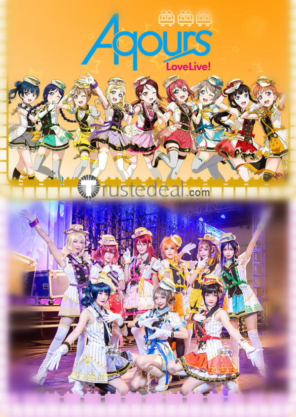 Love Live Sunshine Aqours Train Awakening Yoshiko Dia Kanan Ruby Chika Mari Riko You Hanamaru Cosplay Costumes