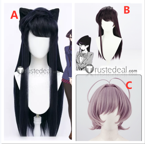 Komi-san wa Comyushou desu Komi Can't Communicate Komi Shouko Osana Najimi Bluish Purple Cosplay Wig Ears