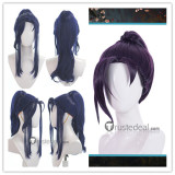 League of Legends LOL Arcane Caitlyn Blue Purple Ponytail Cosplay Wigs