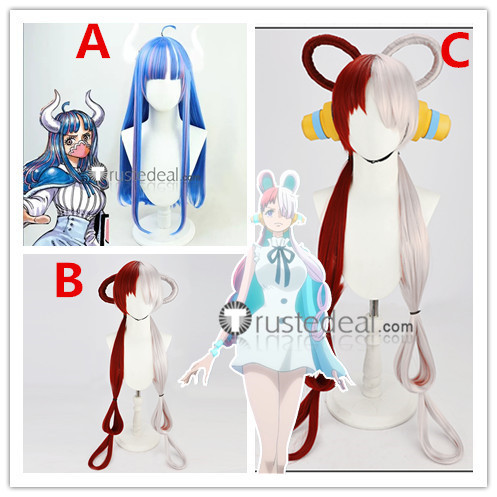 One Piece Film Ulti Uta Red Silver Pink Blue Cosplay Wigs
