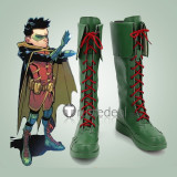Batman Robin Damian Wayne DC Comics Black Green Cosplay Boots Shoes