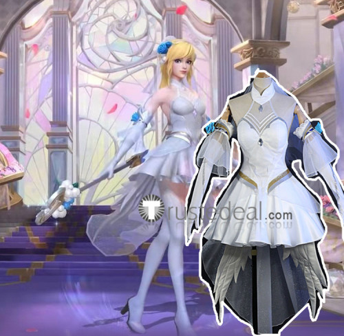 League of Legends LOL Crystal Rose Sona Lux White Dress Cosplay Costume