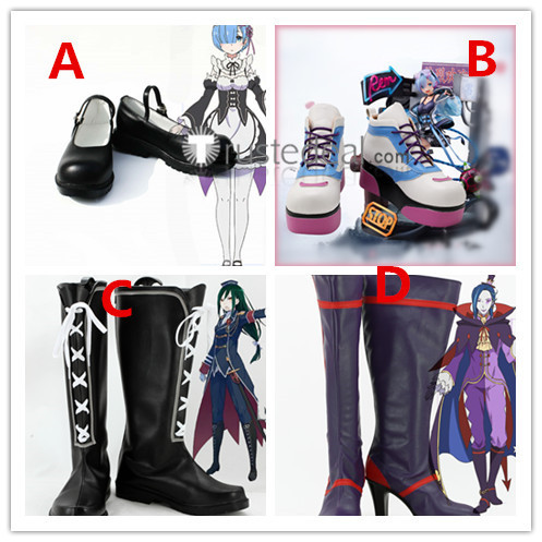 Re Zero Rem Ram Roswaal L Mathers Crusch Karsten Black Neon City Cosplay Shoes Boots