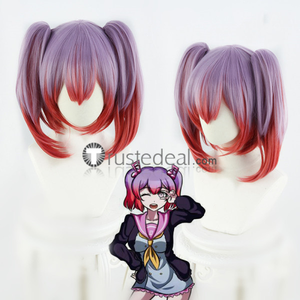 Super Danganronpa Another 2 Kanade Otonokoji Purple Red Ponytail Cosplay Wig
