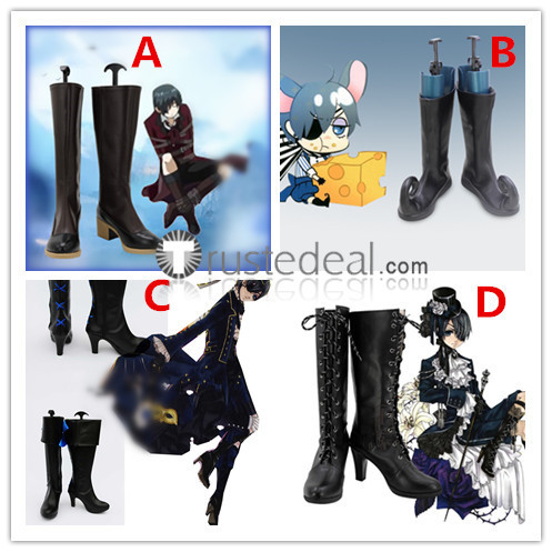 Black Butler Kuroshitsuji Ciel Phantomhive Black Cosplay Boots Shoes