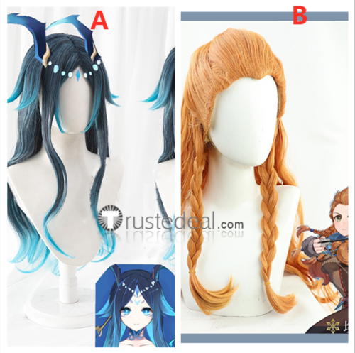 Genshin Impact Bonanus Aloy Brown Blue Cosplay Wigs