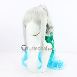 One Piece Yamato Carrot  Blonde Silver Green Ponytail Cosplay Wig