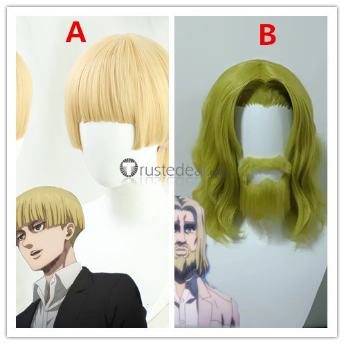 Attack on Titan Shingeki no Kyojin Final Season Zeke Jaeger Yelena Blonde Greenish Cosplay Wigs Beard