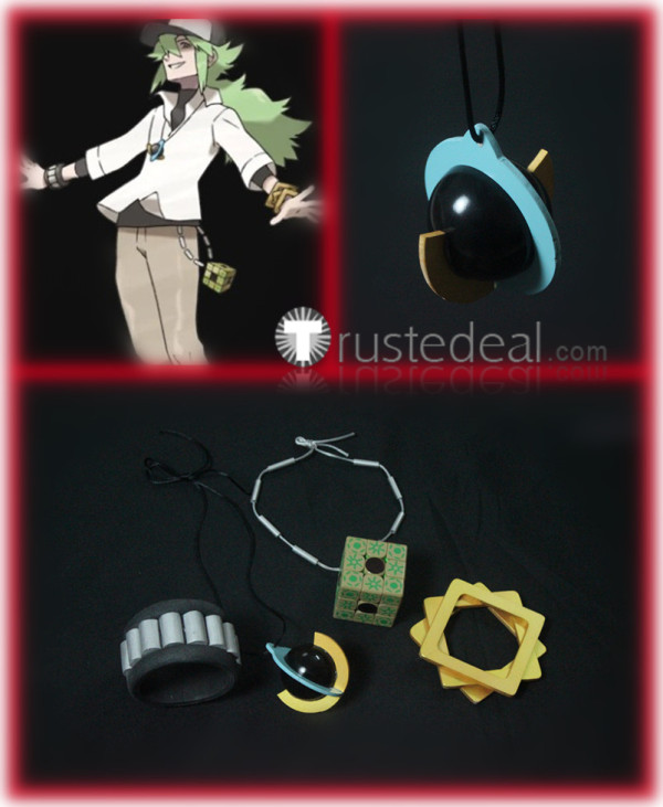 Pokemon N Long Green Cosplay Necklace Wrist Accessories Props