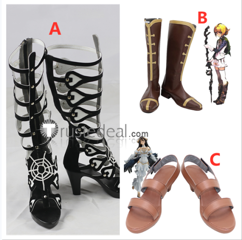 Overlord Albedo Mare Bello Fiore Brown Black Cosplay Shoes Boots