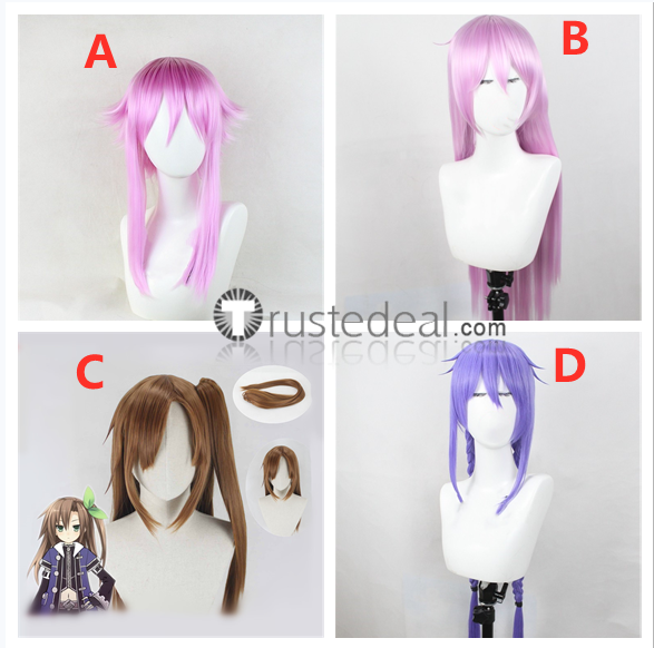 Hyperdimension Neptunia IF Idea Factory Neptune Nepgear Pink Blue Brown Cosplay Wigs