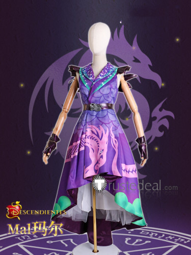 Descendants 3 Dragon Queen Mal Purple Dress Disney Gown Cosplay Costume
