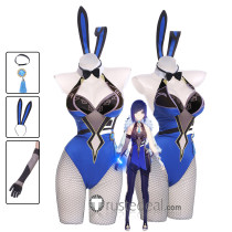 Genshin Impact Yelan Blue Bunny Suit Cosplay Costume
