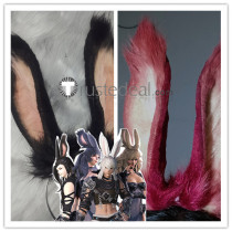 Final Fantasy XIV FF14 Viera White Black Pink Cosplay Ears Accessories