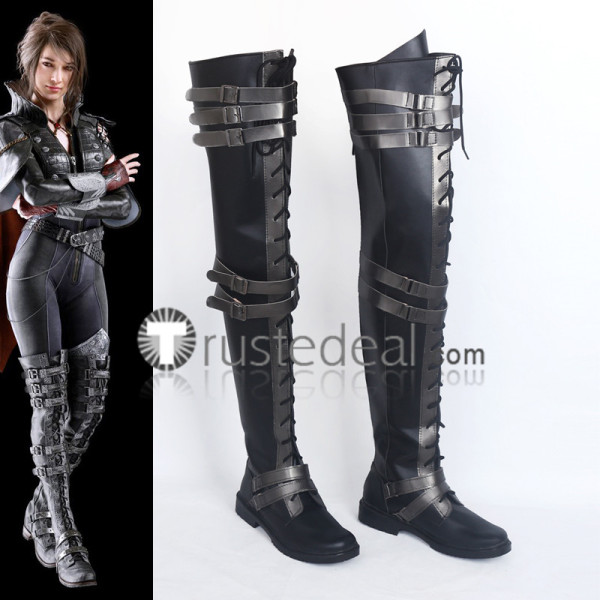 Final Fantasy XV FF15 Crowe Altius Black Cosplay Shoes Boots