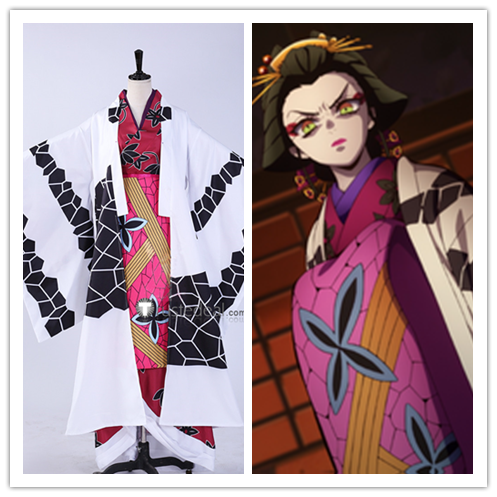 Kimetsu no Yaiba Demon Slayer Daki District Arc Warabihime Pink Kimono Cosplay Costume 2