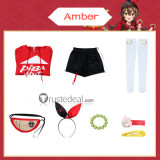 Genshin Impact Amber Eula Pizza Hut Cosplay Costumes