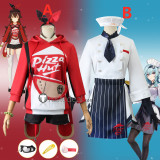 Genshin Impact Amber Eula Pizza Hut Cosplay Costumes