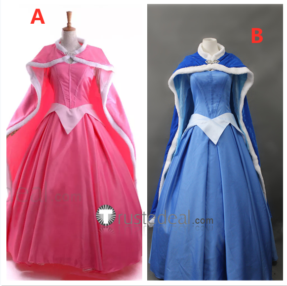 Sleeping Beauty Disney Princess Aurora Pink Blue Cosplay Costumes