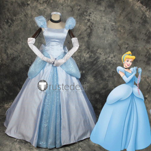 Disney Princess Cinderella Blue Gown Party Halloween Cosplay Costumes