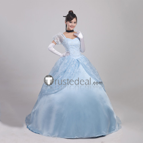 Disney Princess Cinderella Blue Gown Party Halloween Cosplay Costumes