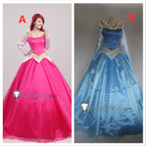 Sleeping Beauty Disney Princess Aurora Gorgeous Pink Blue Cosplay Costumes