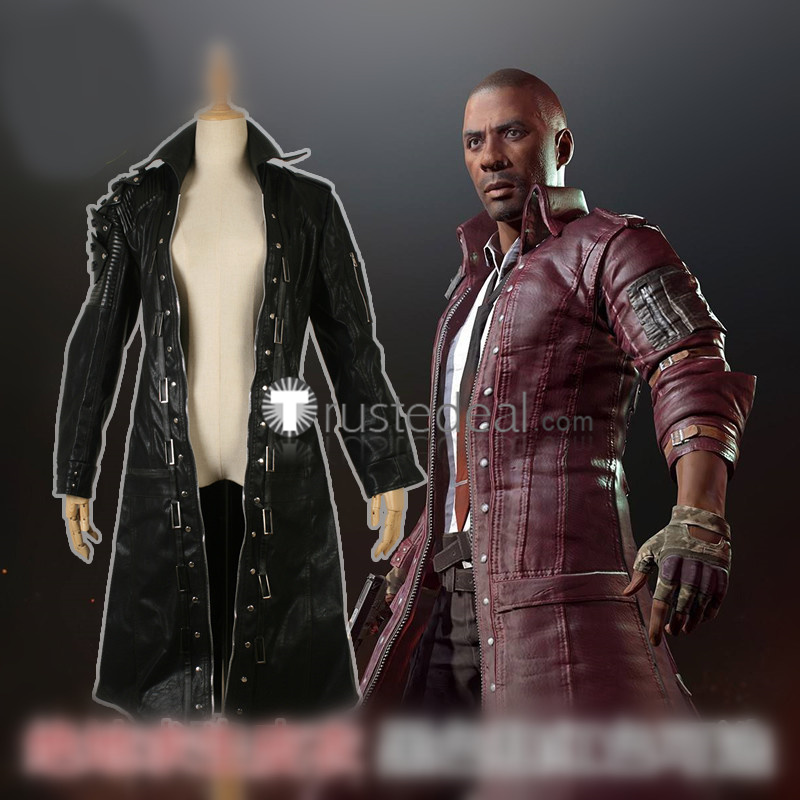 PUBG PlayerUnknown's Battlegrounds Trench Coat Black Red Hooded Jacket  Cosplay Costumes