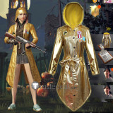 PUBG PlayerUnknown's Battlegrounds Trench Coat Gold Hooded Jacket Cosplay Costumes