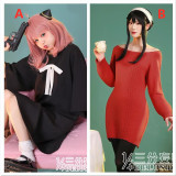 1/3 Delusion SPY x FAMILY Yor Anya Forger Red Black Sweater Daily Dress Cosplay Costumes