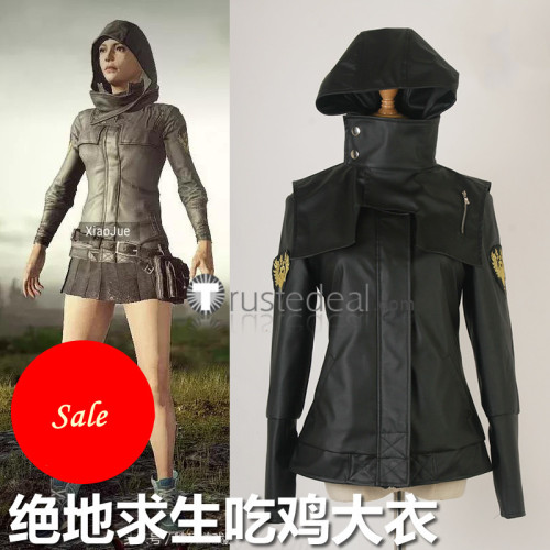 PUBG PlayerUnknown's Battlegrounds Coat Black Hooded Jacket Cosplay Costume