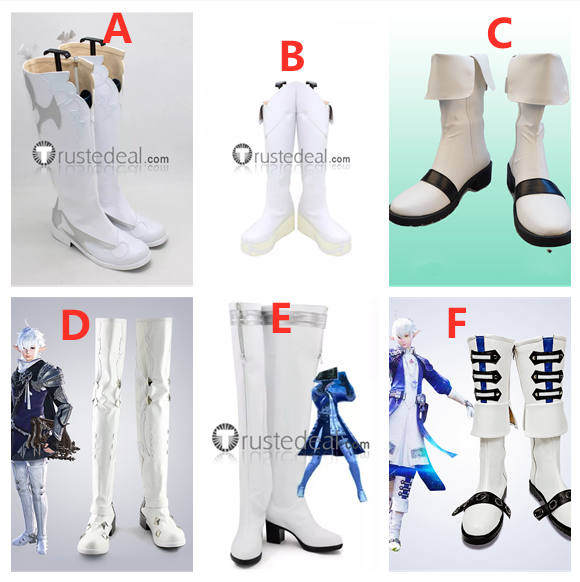 Final Fantasy XIV Alphinaud Leveilleur White Cosplay Shoes Boots