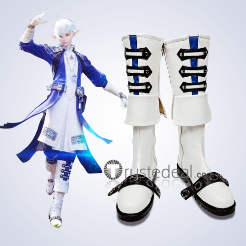 Final Fantasy XIV Alphinaud Leveilleur White Cosplay Shoes Boots