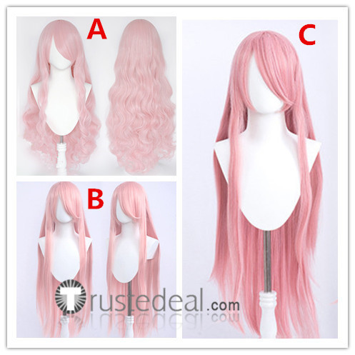 Vocaloid Luka Megurine Long Pink Straight Curly Cosplay Wigs