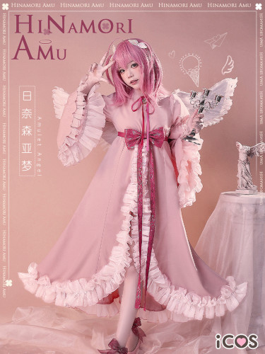 iCOS Shugo Chara Amu Hinamori Amulet Angel Pink Lolita Cosplay Costume