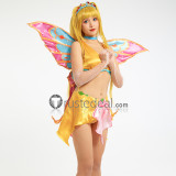 Winx Club Stella Charmix Fairy Yellow Dress Cosplay Costume